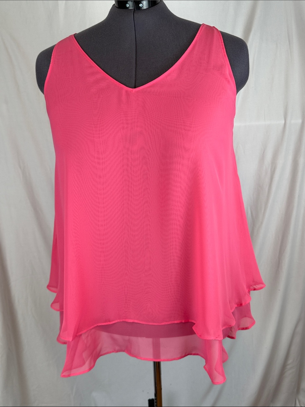 Women's Lane Bryant Our Swing Collection Double-Layer Chiffon Tank Pink NWT 18